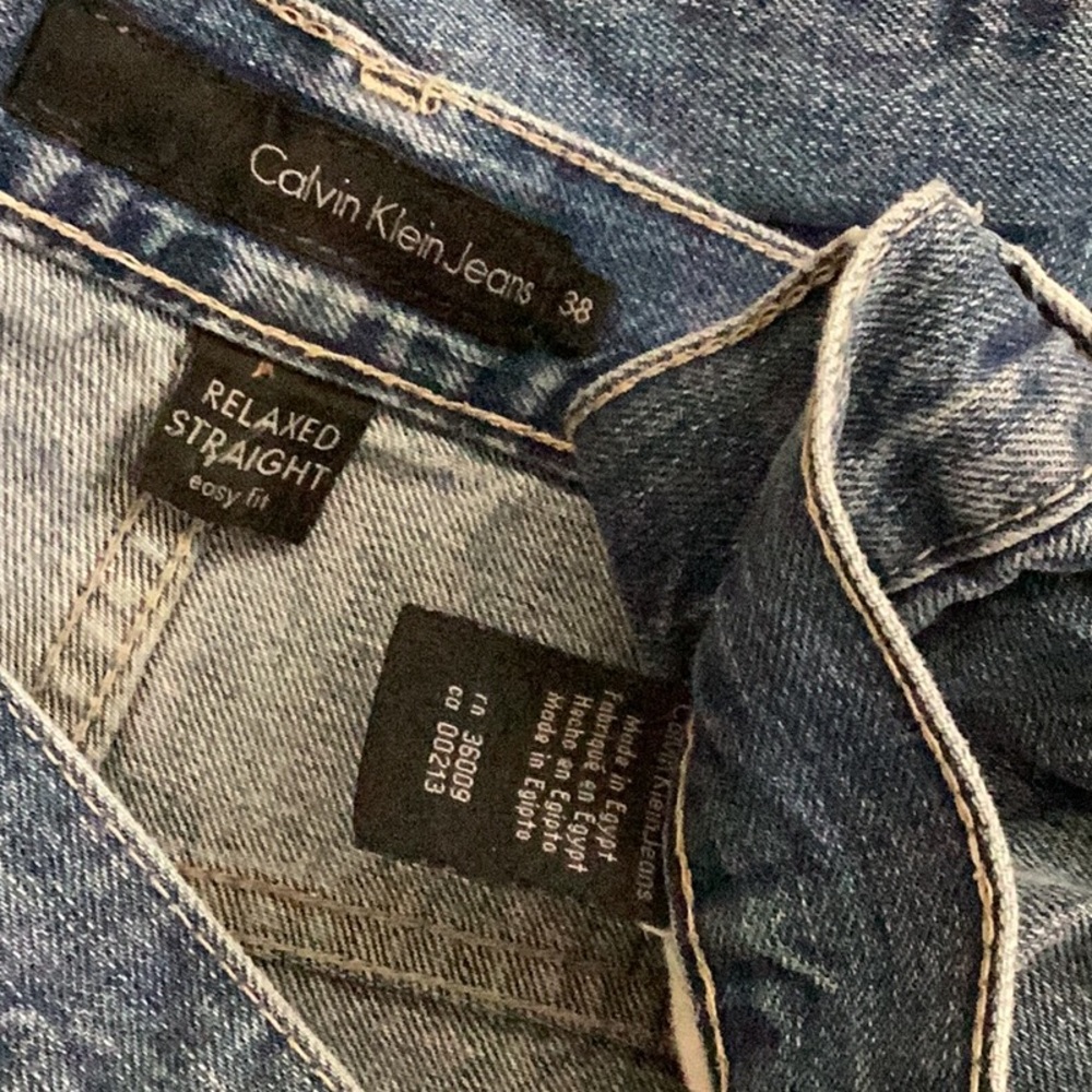 Men's Calvin Klein Relaxed Straight Easy Fit Blue Jeans Size 38x32 - Picture 6 of 6